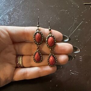 Elegant Red Dangle Earrings